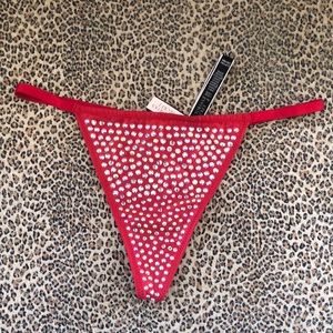 NWT Victoria’s Secret Red Rhinestone Very Sexy V-String, S